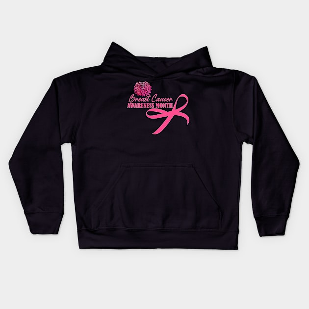 Breast Cancer Awareness Month Kids Hoodie by Mayathebeezzz